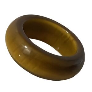 Elegant Brown Carved Tigers eye Gemstone Chunky Layering Ring